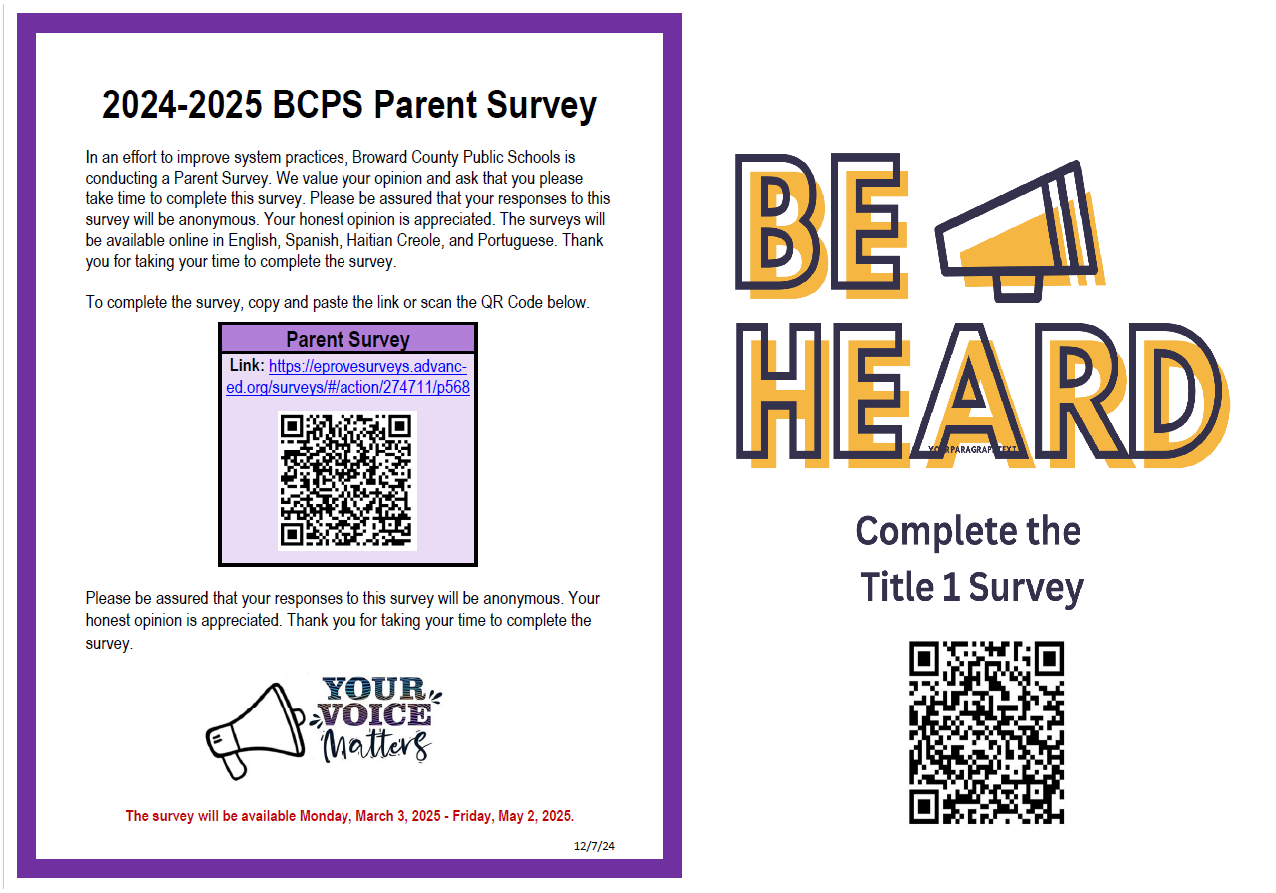 BCPS Customer and Title 1 Survey